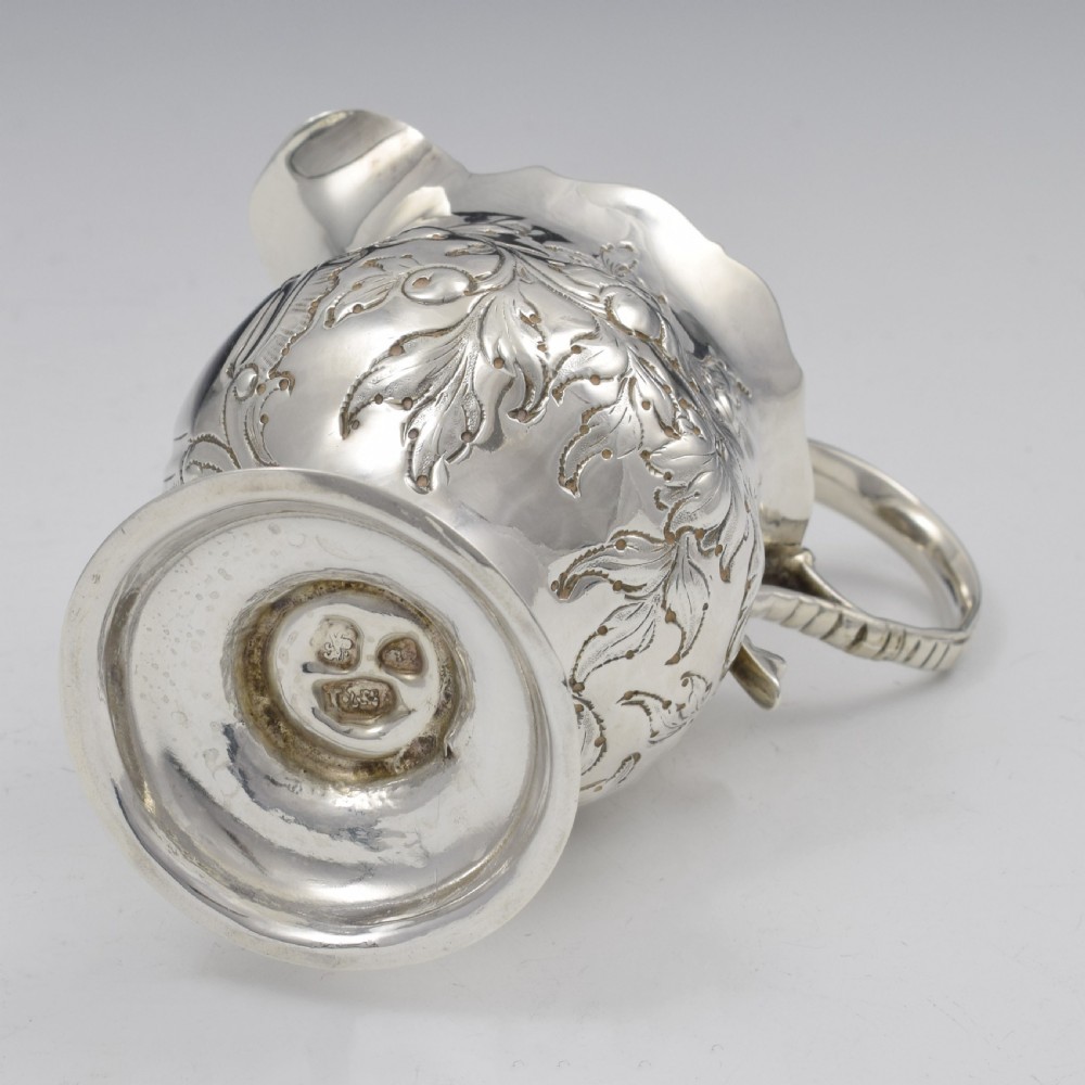 Georgian Silver Embossed Pedestal Cream Jug c.1773 View IX