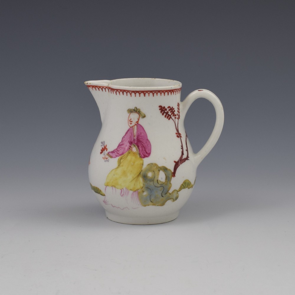 Bow Porcelain Mandarin Pattern Sparrow Beak Cream Jug c.1760