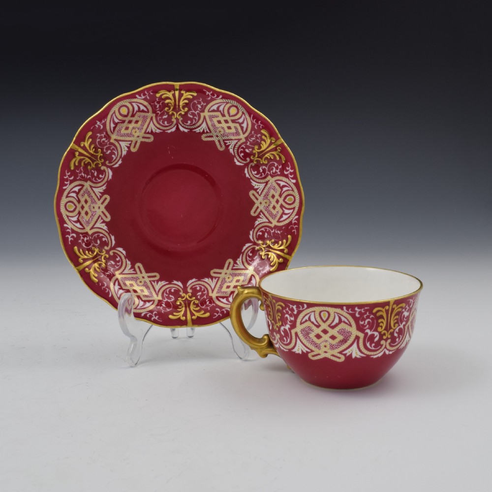 Fine Victorian Royal Crown Derby Porcelain Tea Cup & Saucer