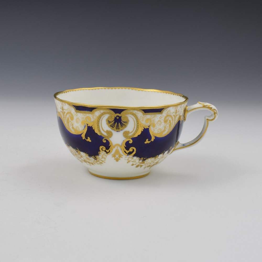 Fine Edwardian Royal Crown Derby Porcelain Tea Cup & Saucer 7347 View V