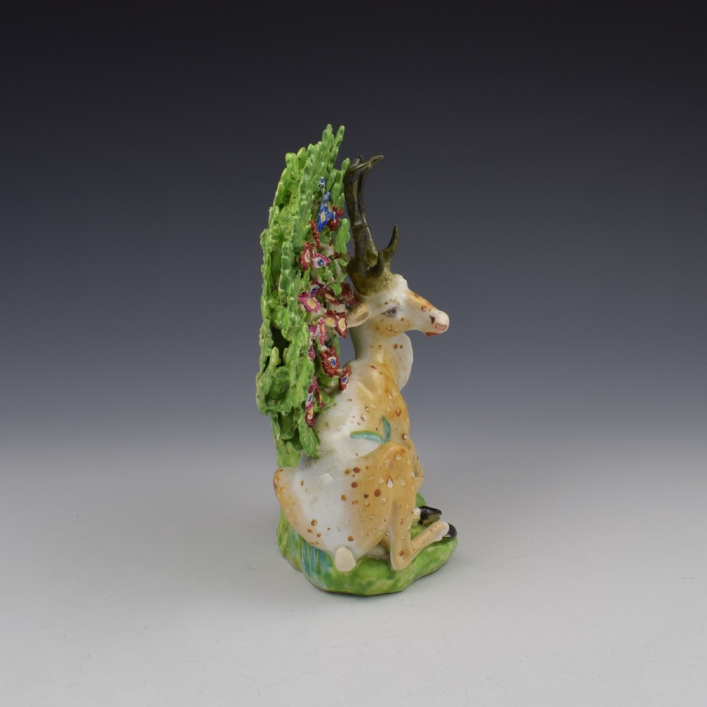 Bloor Derby Porcelain Large Bocage Figure Recumbent Stag c.1820 View IV