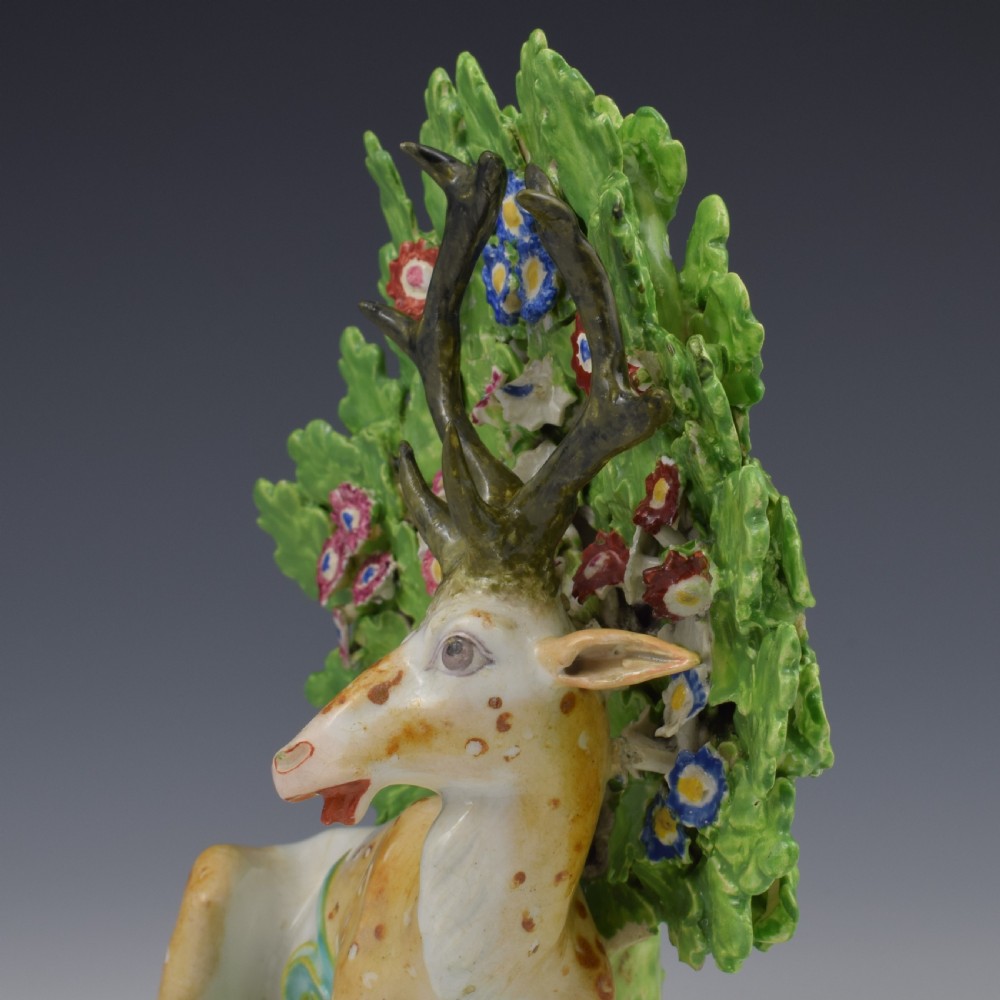 Bloor Derby Porcelain Large Bocage Figure Recumbent Stag c.1820 View XII