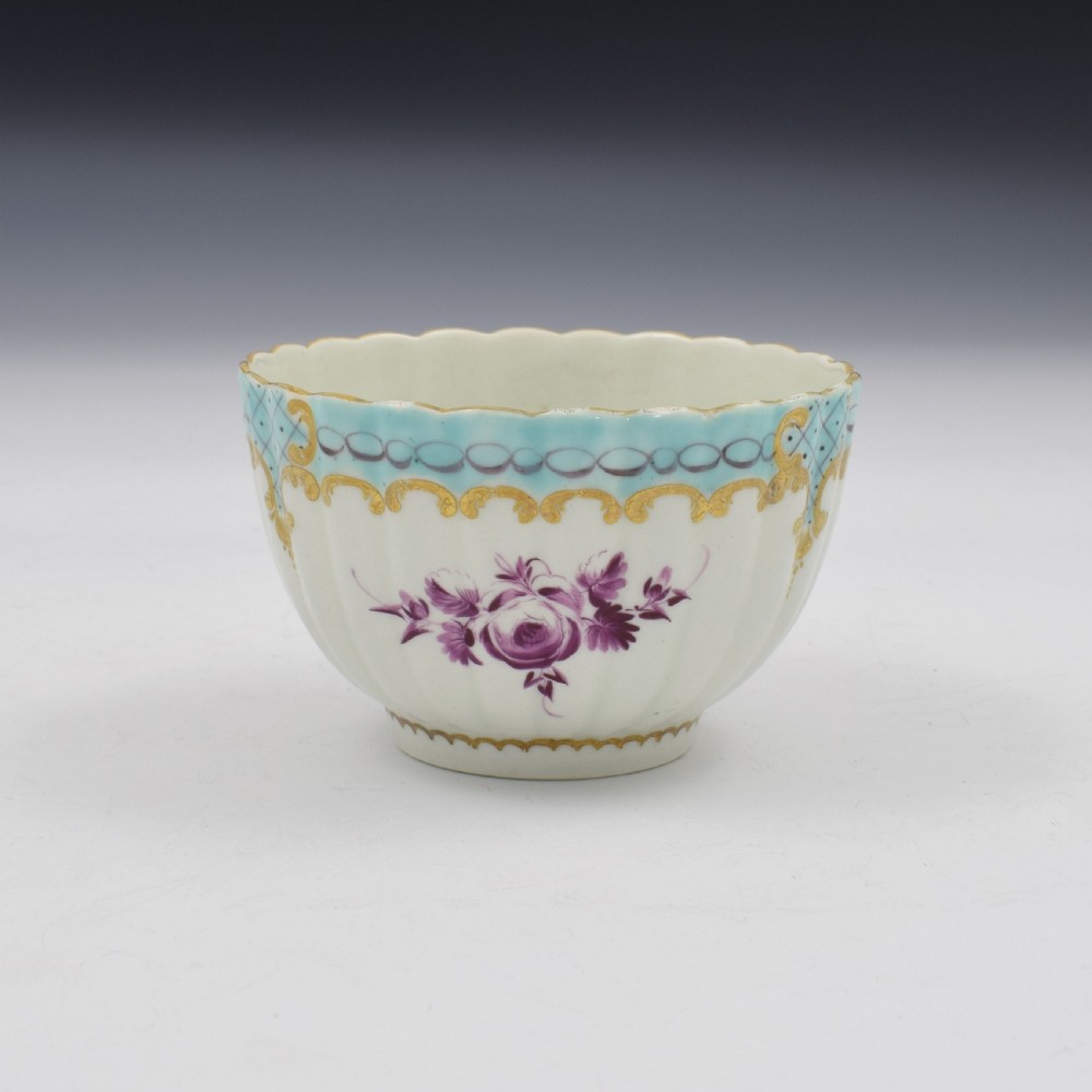 First Period Worcester Porcelain Sevres Style Fluted Tea Cup c.1775 View II
