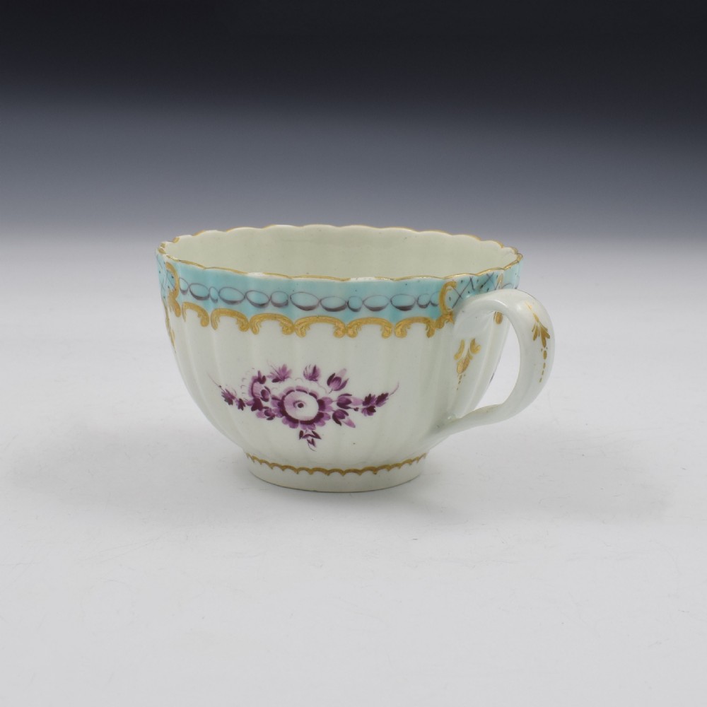 First Period Worcester Porcelain Sevres Style Fluted Tea Cup c.1775 View III