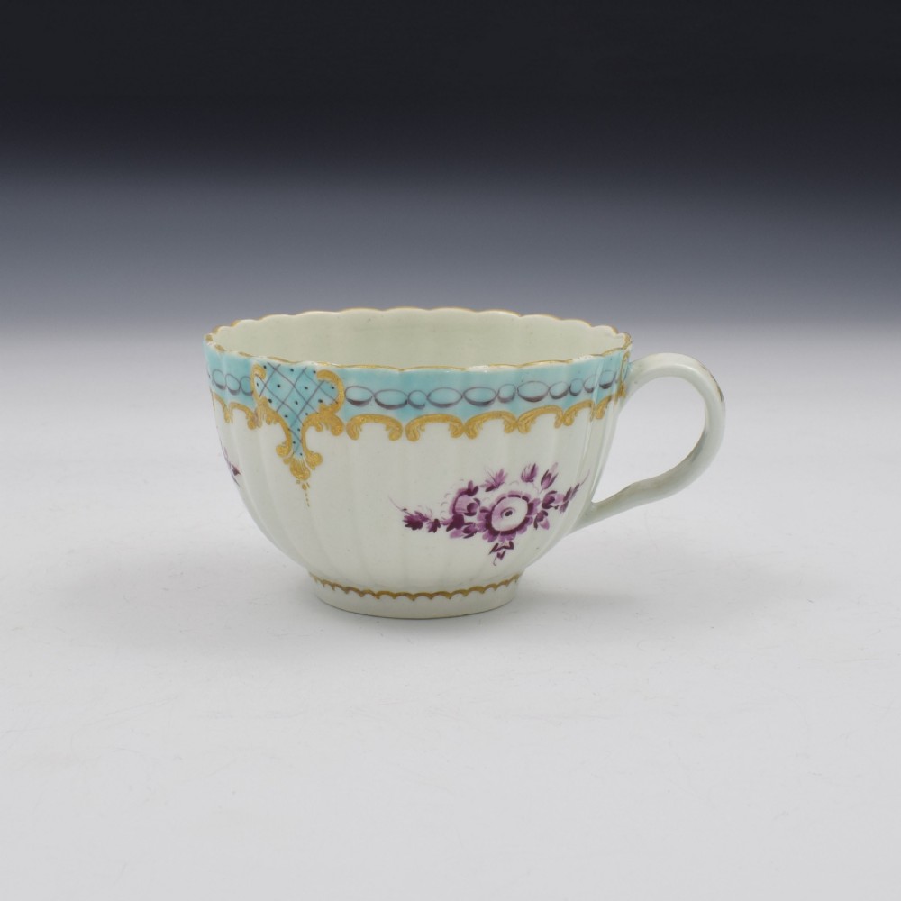 First Period Worcester Porcelain Sevres Style Fluted Tea Cup c.1775 View V