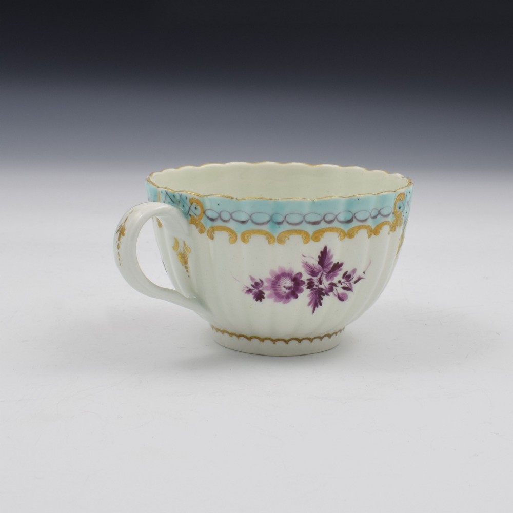 First Period Worcester Porcelain Sevres Style Fluted Tea Cup c.1775 View VI