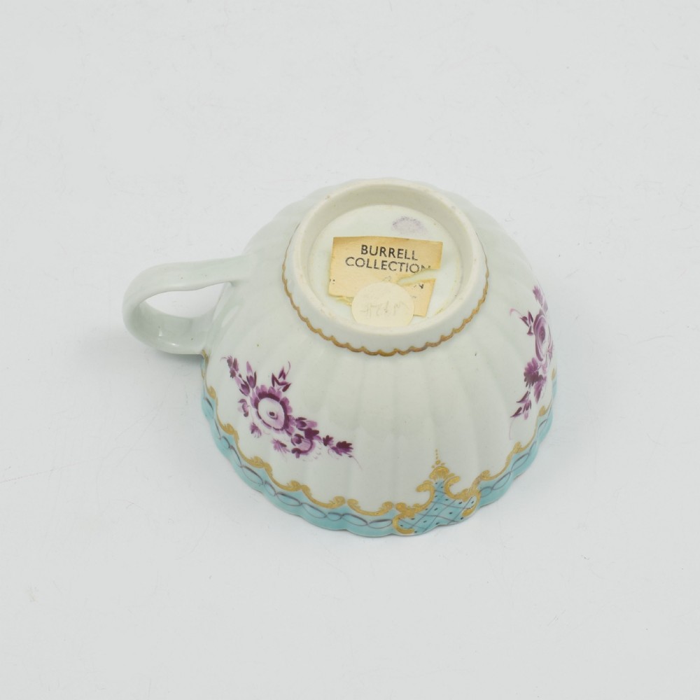 First Period Worcester Porcelain Sevres Style Fluted Tea Cup c.1775 View VIII