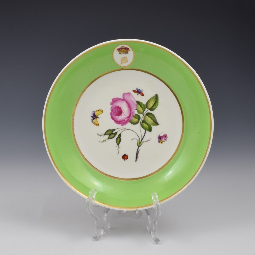 Pair Of Bloor Derby Porcelain Armorial Botanical Saucer Dishes View III