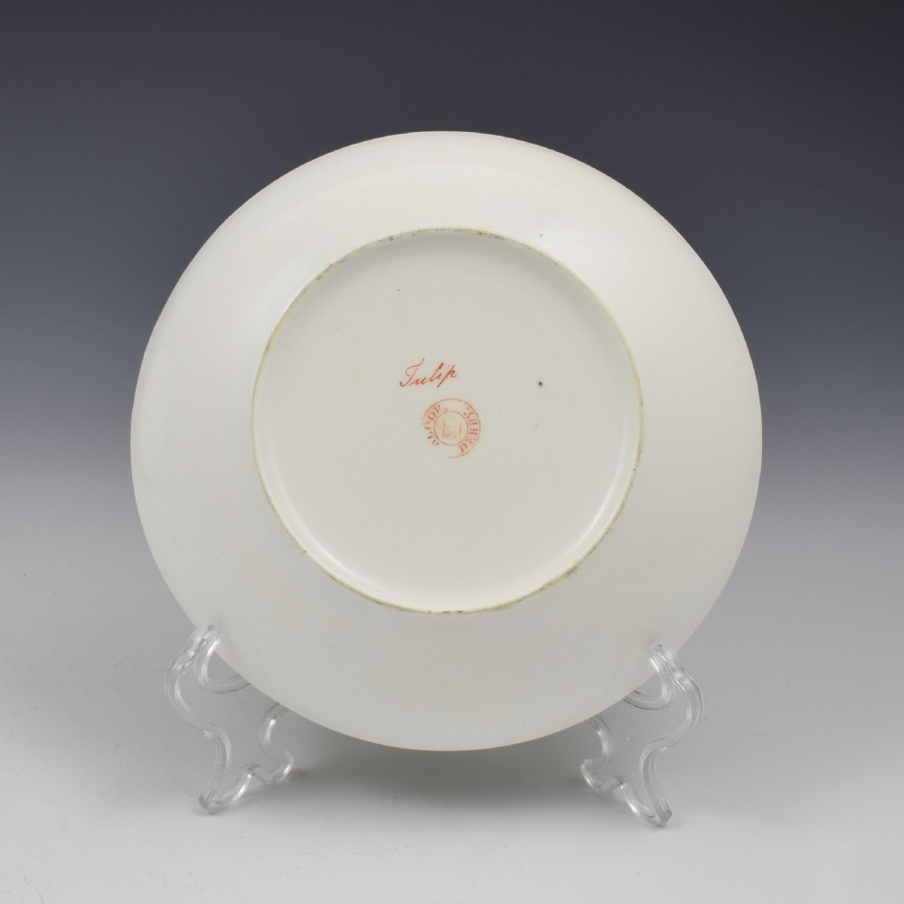Pair Of Bloor Derby Porcelain Armorial Botanical Saucer Dishes View X