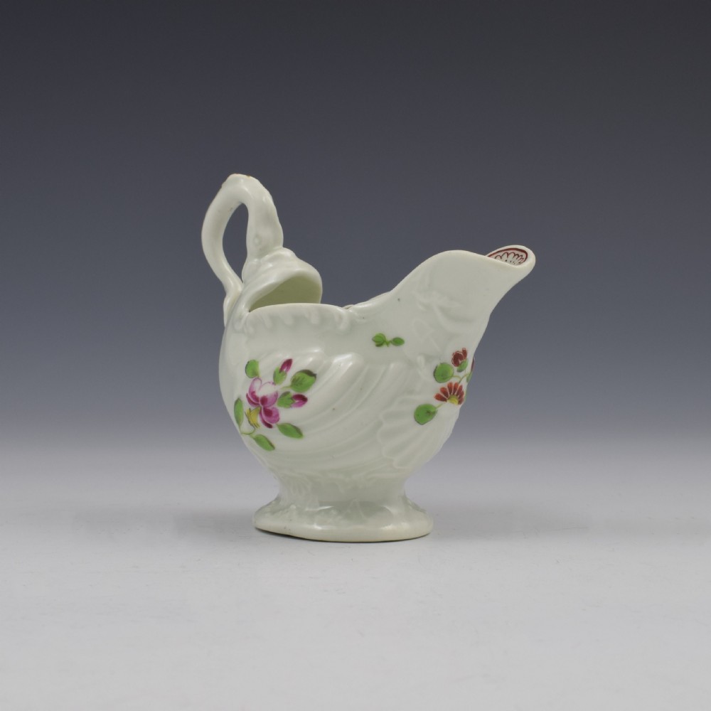 First Period Worcester Porcelain Dolphin Ewer Cream Boat c.1765-1770 View V