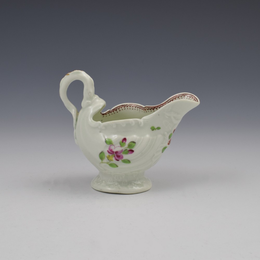 First Period Worcester Porcelain Dolphin Ewer Cream Boat c.1765-1770 View VI