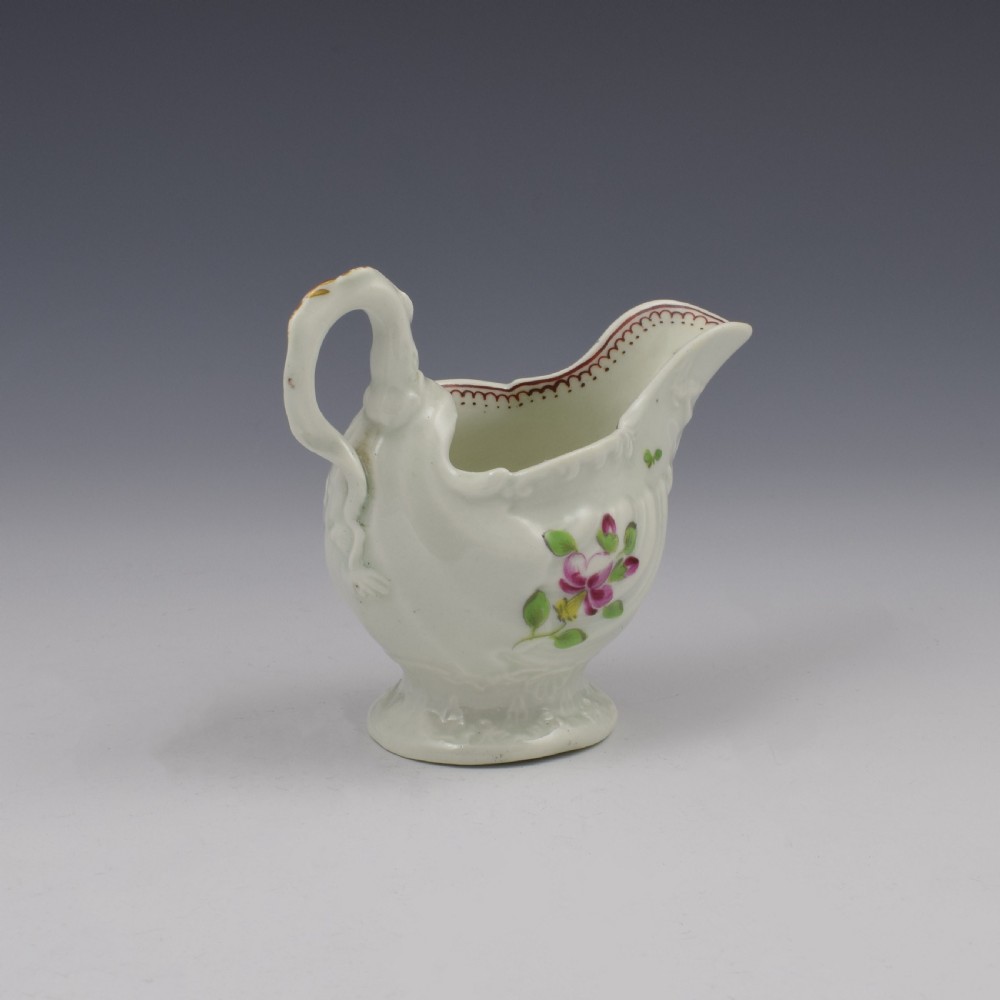 First Period Worcester Porcelain Dolphin Ewer Cream Boat c.1765-1770 View VII