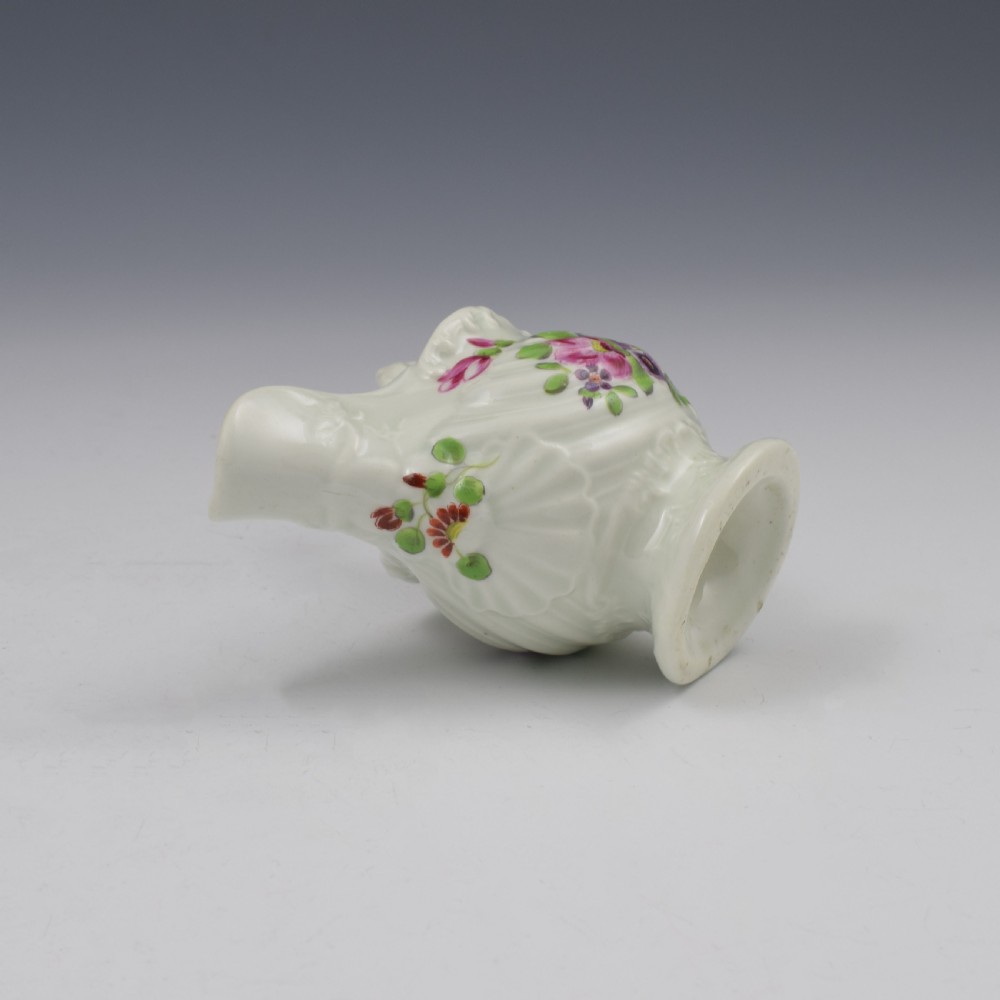 First Period Worcester Porcelain Dolphin Ewer Cream Boat c.1765-1770 View X
