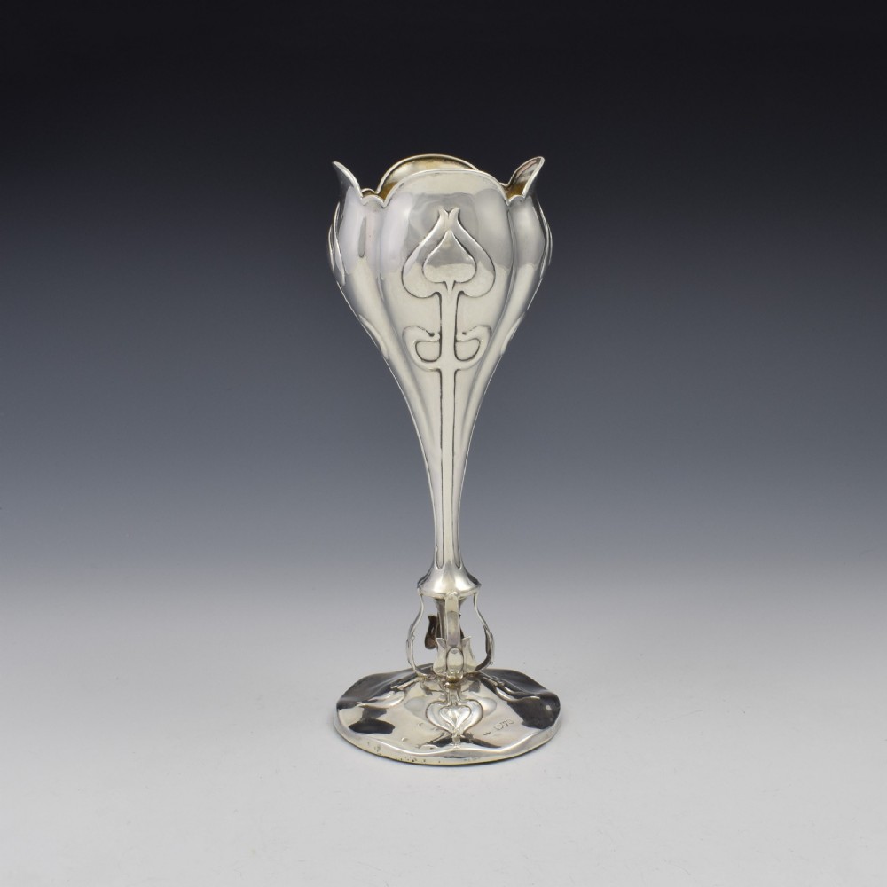 Edwardian Art Nouveau Silver Vase Chester 1903 View III