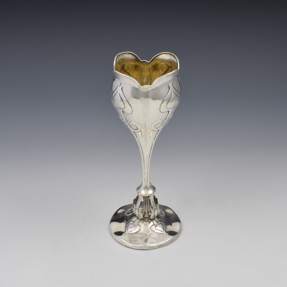 Edwardian Art Nouveau Silver Vase Chester 1903 View V