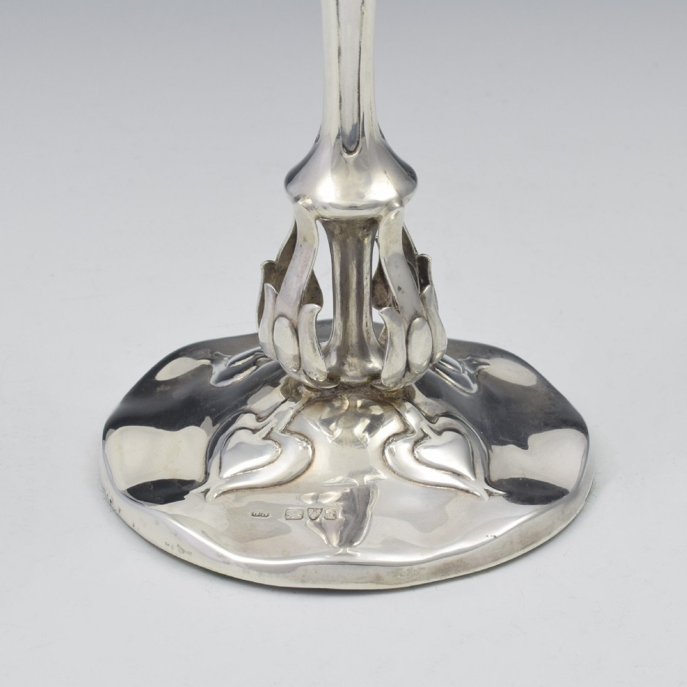 Edwardian Art Nouveau Silver Vase Chester 1903 View VIII