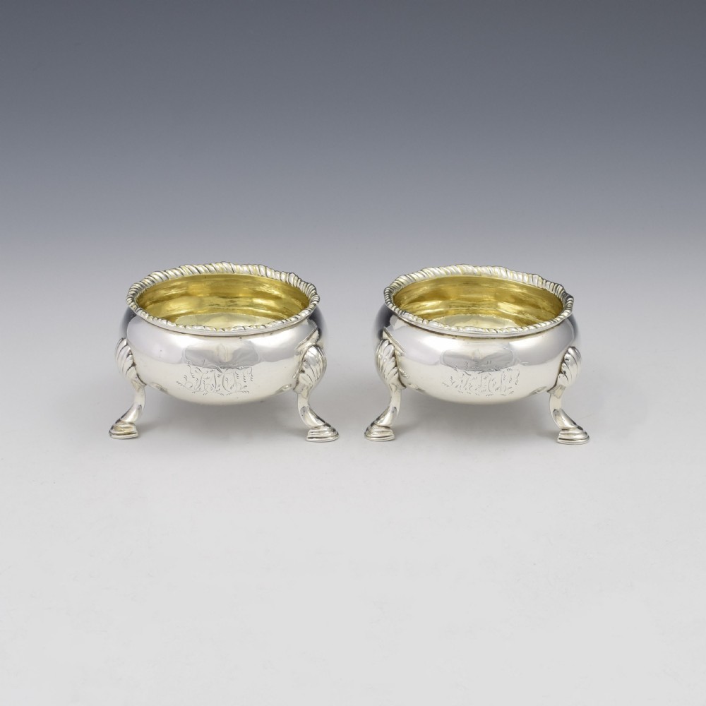 Pair Of George II Silver Cauldron Salts David Hennell I 1750
