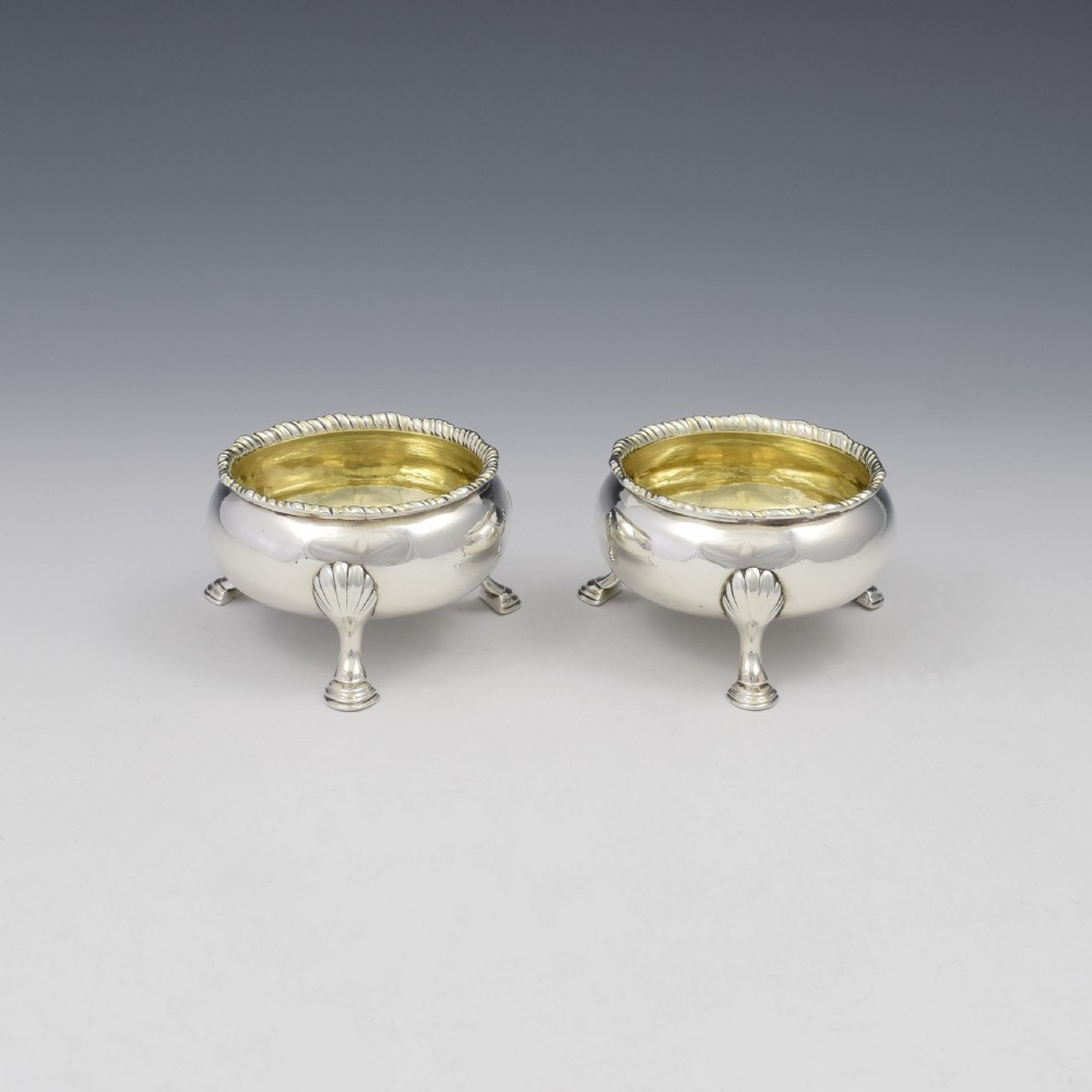 Pair Of George II Silver Cauldron Salts David Hennell I 1750 View II