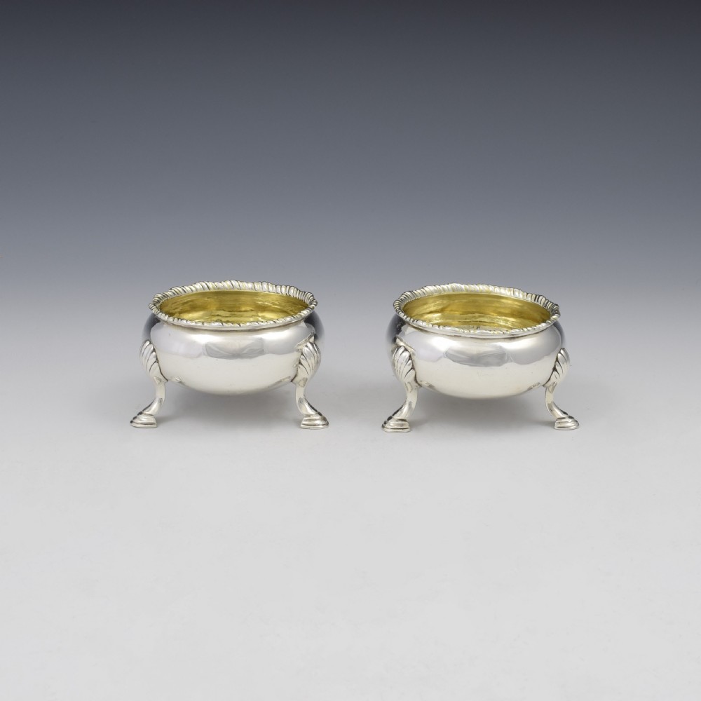 Pair Of George II Silver Cauldron Salts David Hennell I 1750 View III