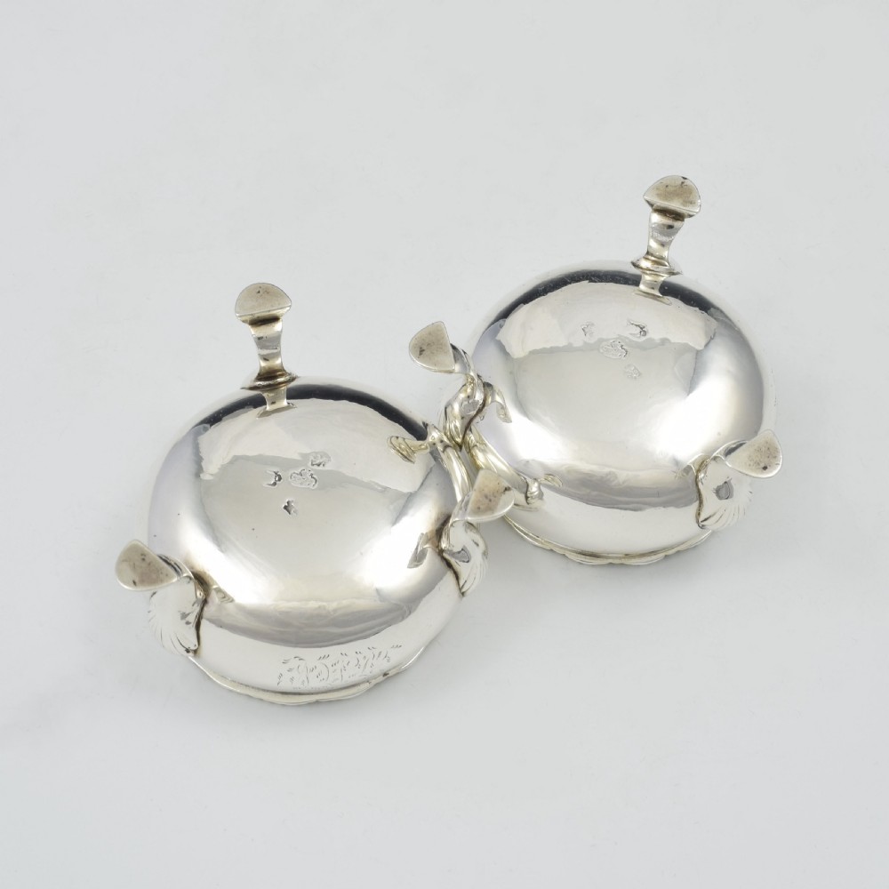 Pair Of George II Silver Cauldron Salts David Hennell I 1750 View V