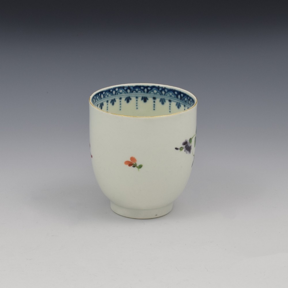 First Period Worcester Porcelain Floral Coffee Cup c.1770 View II