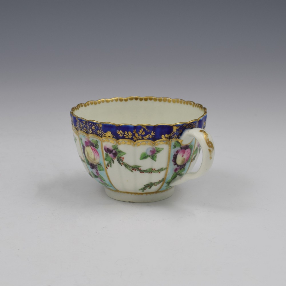 First Period Worcester Porcelain Sevres Style Fruit Painted Fluted Tea Cup View VIII