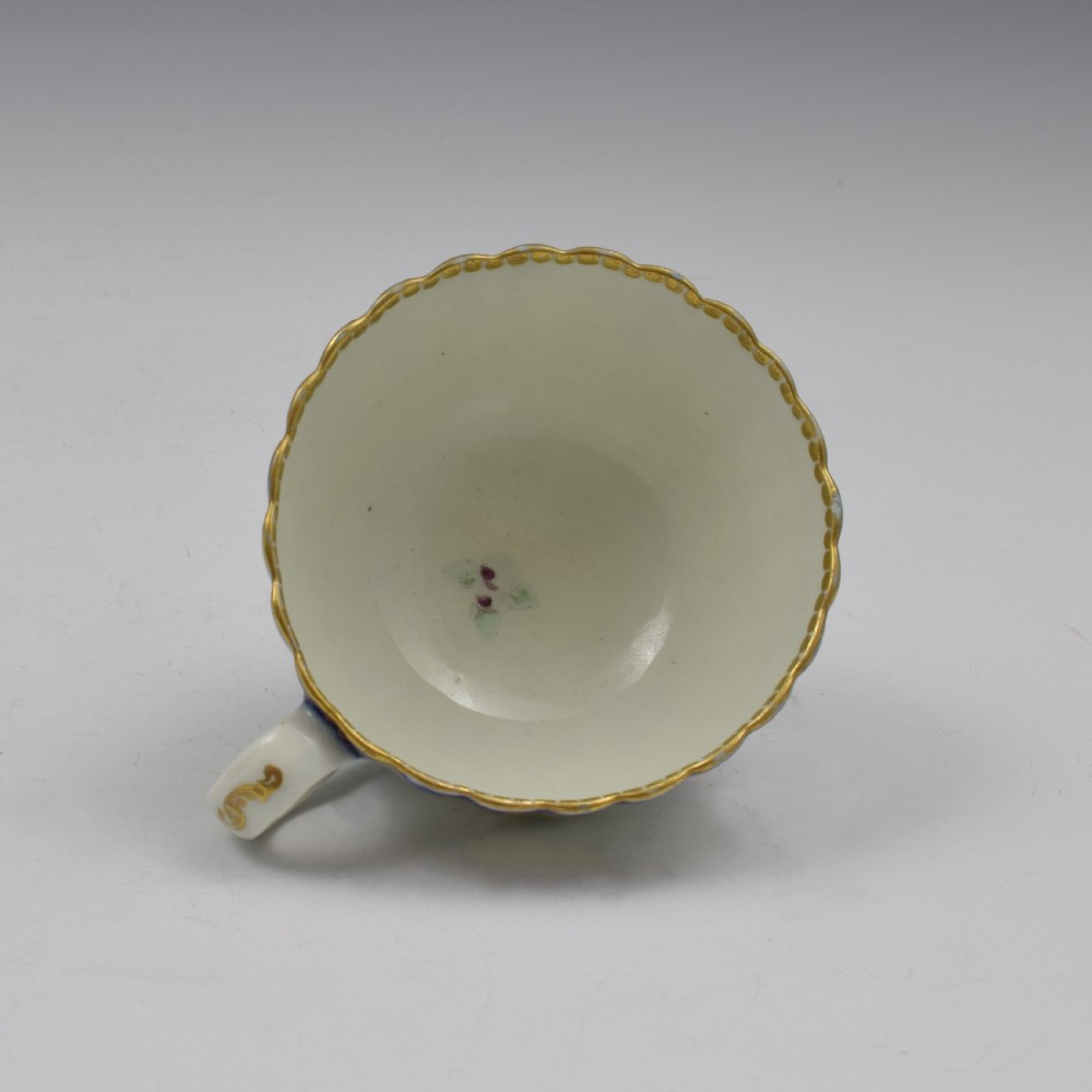 First Period Worcester Porcelain Sevres Style Fruit Painted Fluted Tea Cup View X