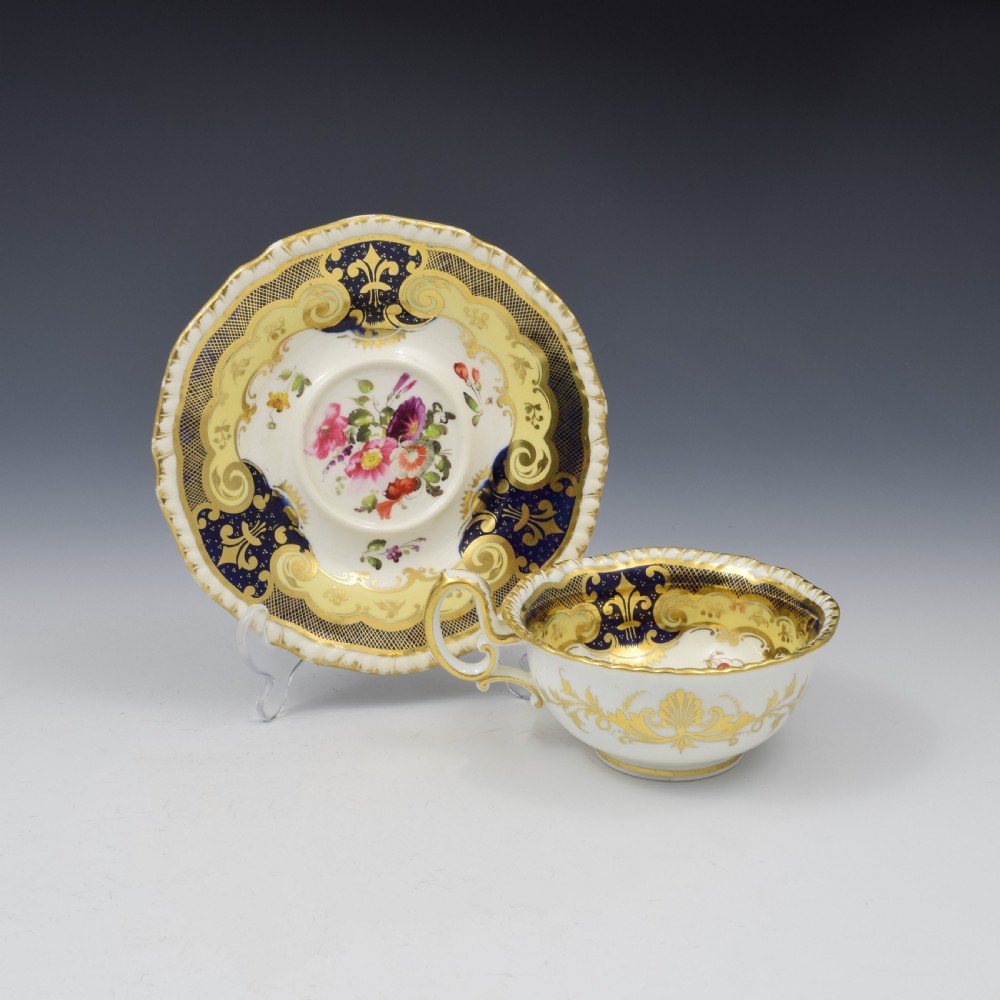 H & R Daniel Porcelain Second Gadroon Tea Cup & Saucer Pattern 4058 c.1825 View III