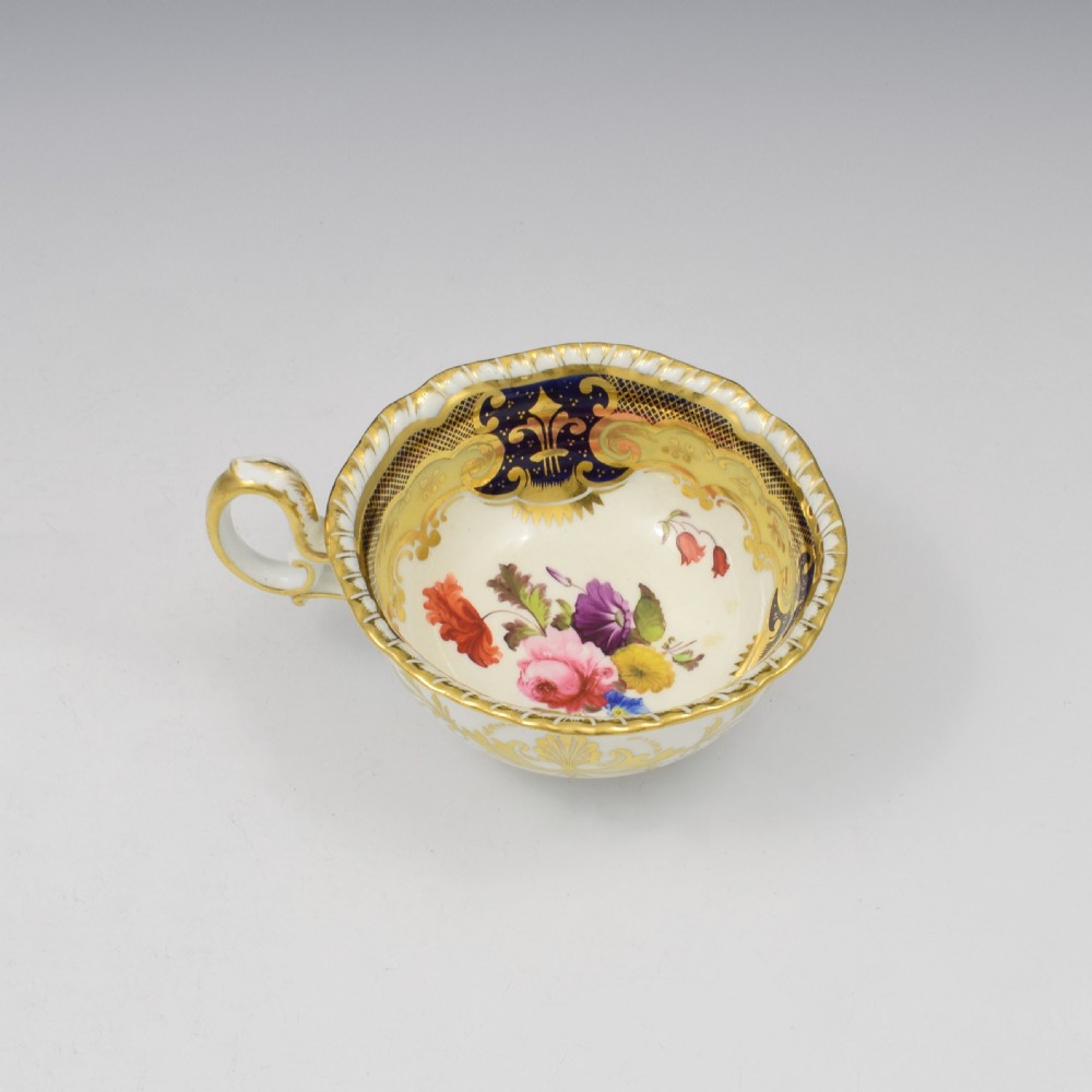H & R Daniel Porcelain Second Gadroon Tea Cup & Saucer Pattern 4058 c.1825 View X
