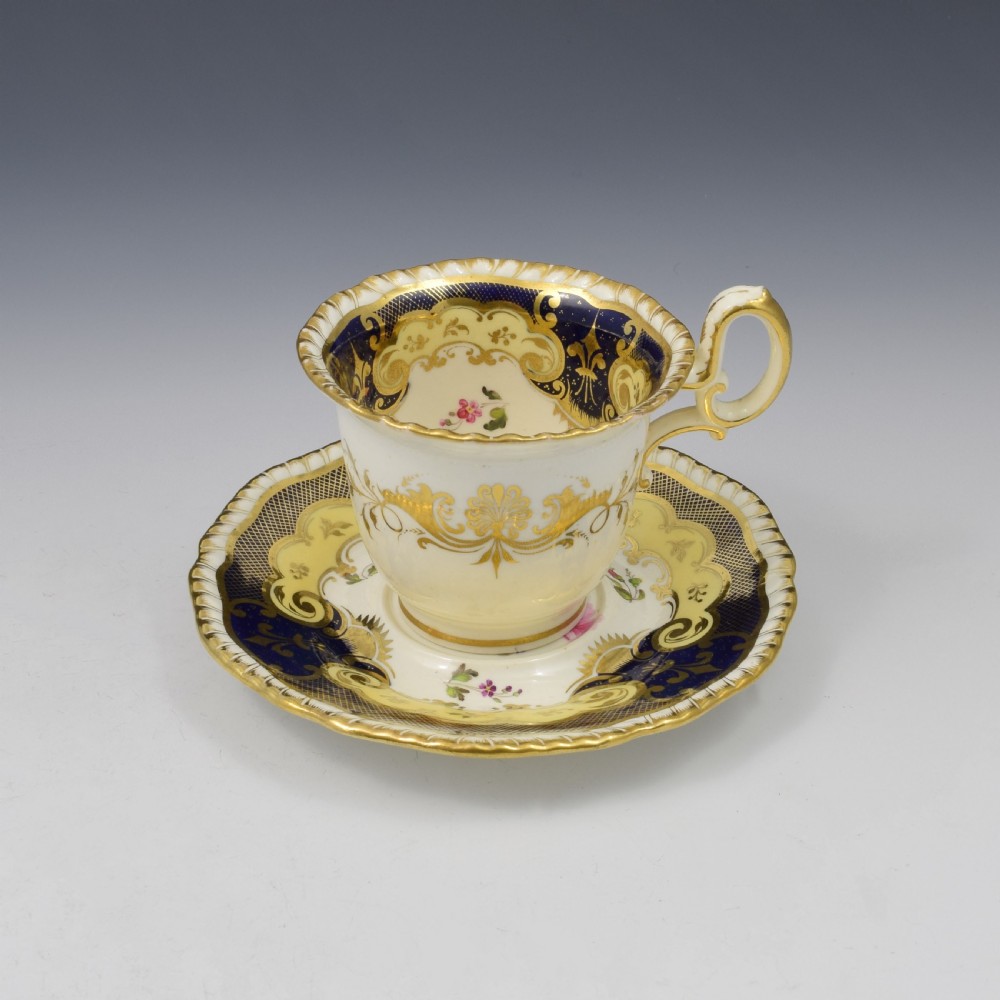 
H & R Daniel Porcelain Second Gadroon Coffee Cup & Saucer Pattern 4058 c.1825