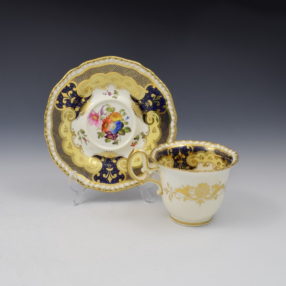 
H & R Daniel Porcelain Second Gadroon Coffee Cup & Saucer Pattern 4058 c.1825 View VI