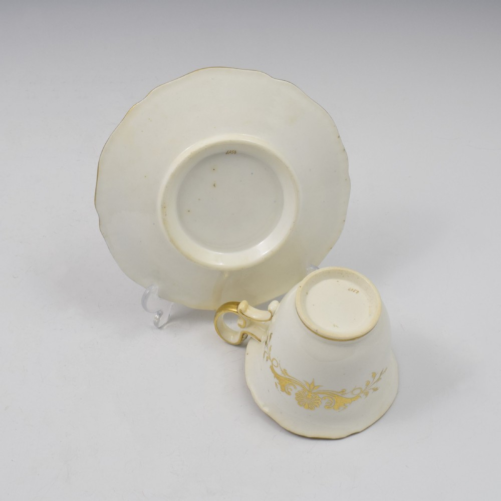 
H & R Daniel Porcelain Second Gadroon Coffee Cup & Saucer Pattern 4058 c.1825 View X