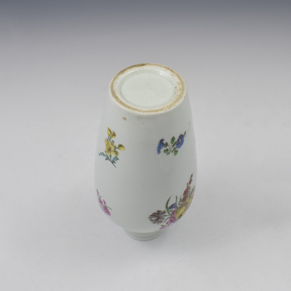 First Period Worcester Porcelain Ovoid Vase Floral Decoration c.1760  View V