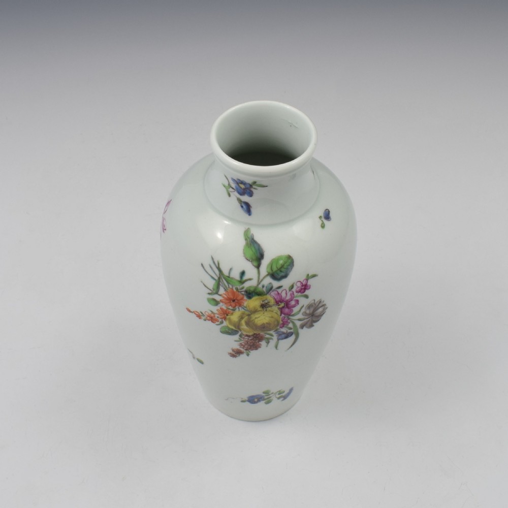 First Period Worcester Porcelain Ovoid Vase Floral Decoration c.1760  View VI