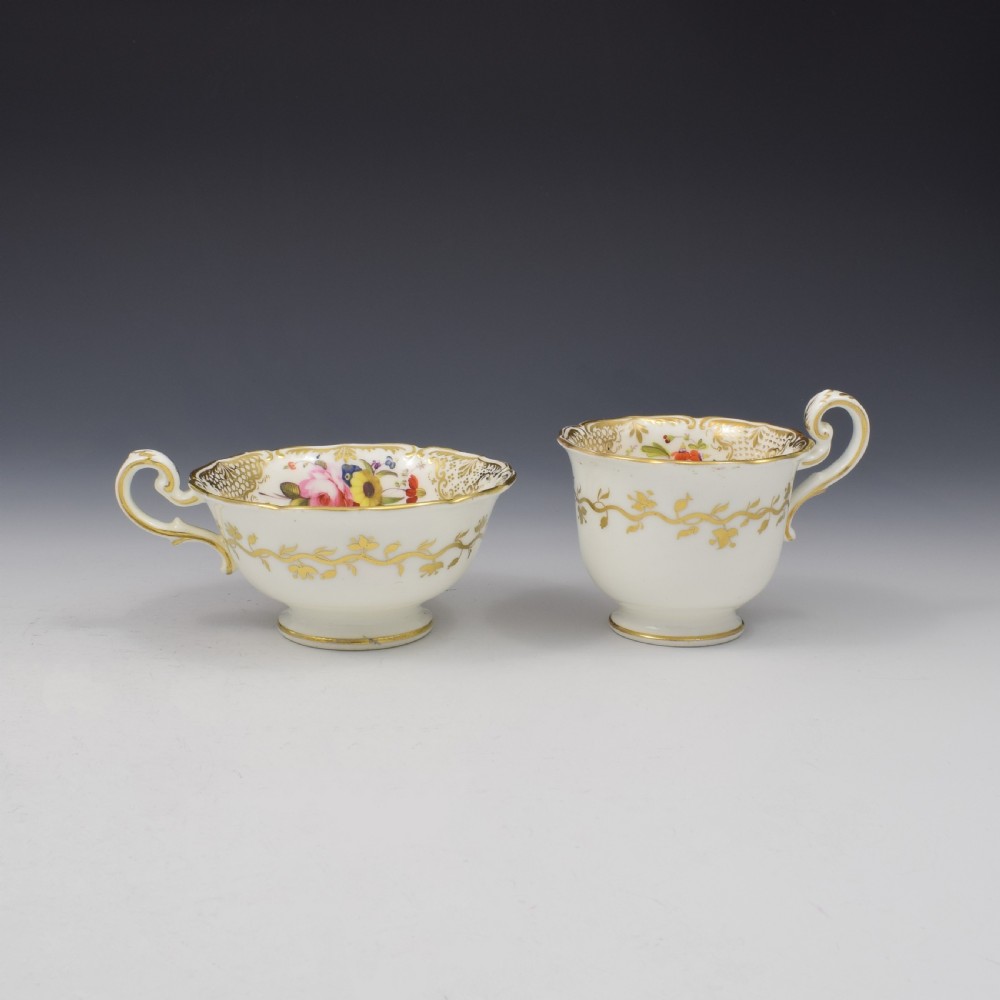 Coalport Porcelain No 7 Shape Tea & Coffee Cup & Saucer Trio c.1830 View V