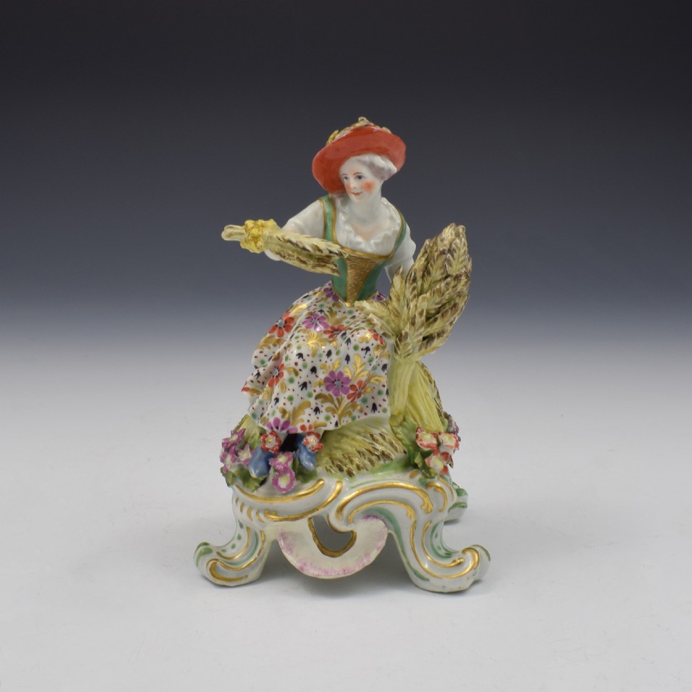 Bow Porcelain Allegorical Figure Of Summer (Seated Rustic Seasons) c.1765