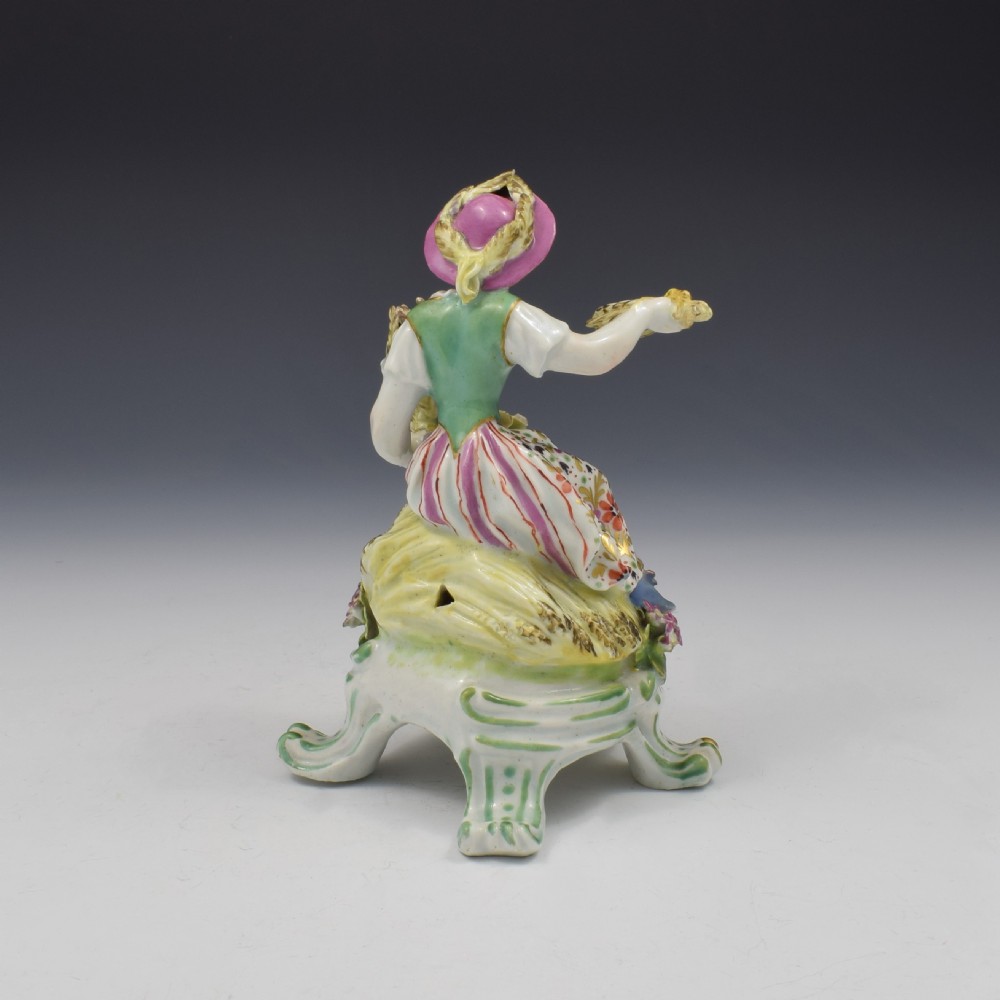 Bow Porcelain Allegorical Figure Of Summer (Seated Rustic Seasons) c.1765 View IV