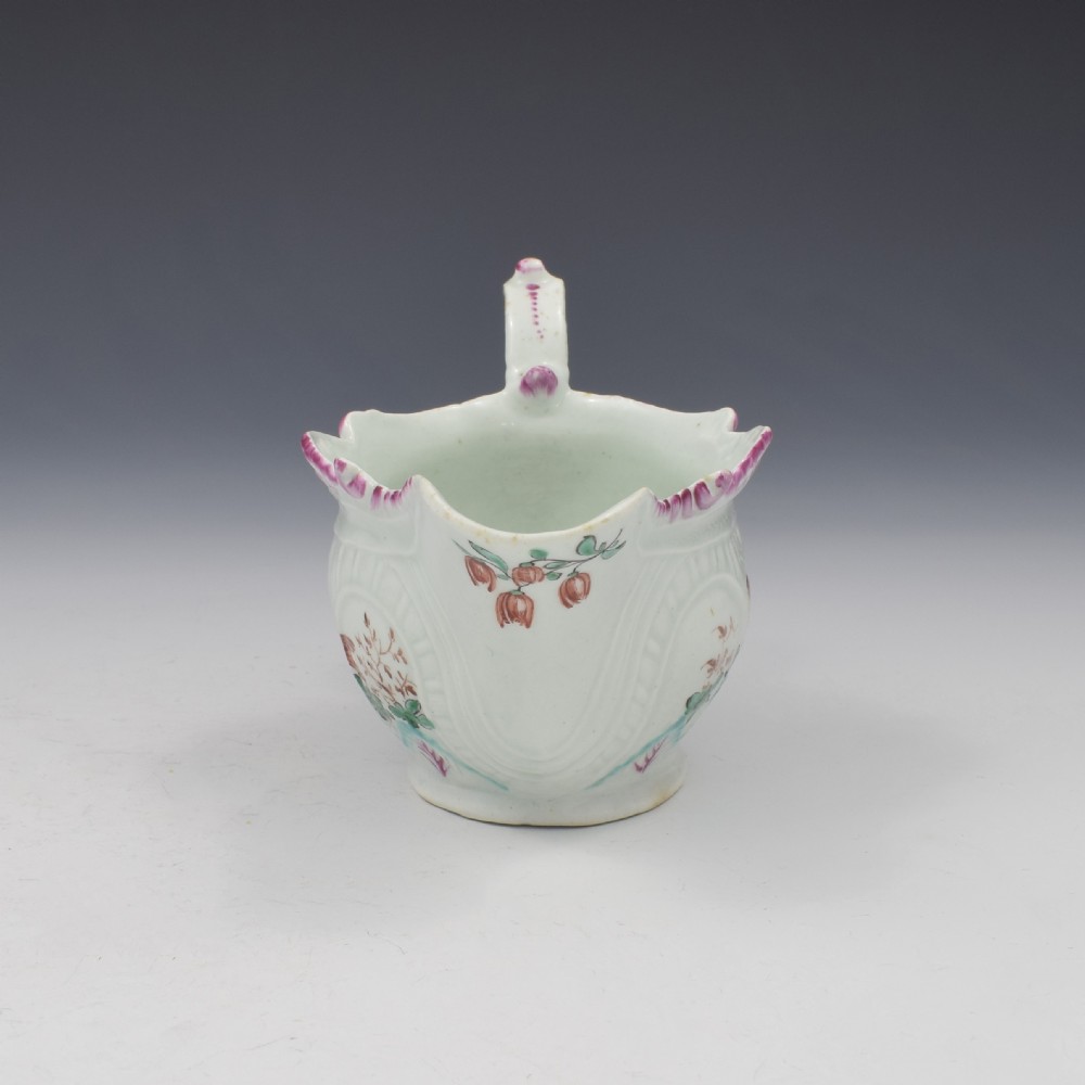 Christian's Liverpool Porcelain Polychrome Sauceboat Fancy Birds c.1770 View II