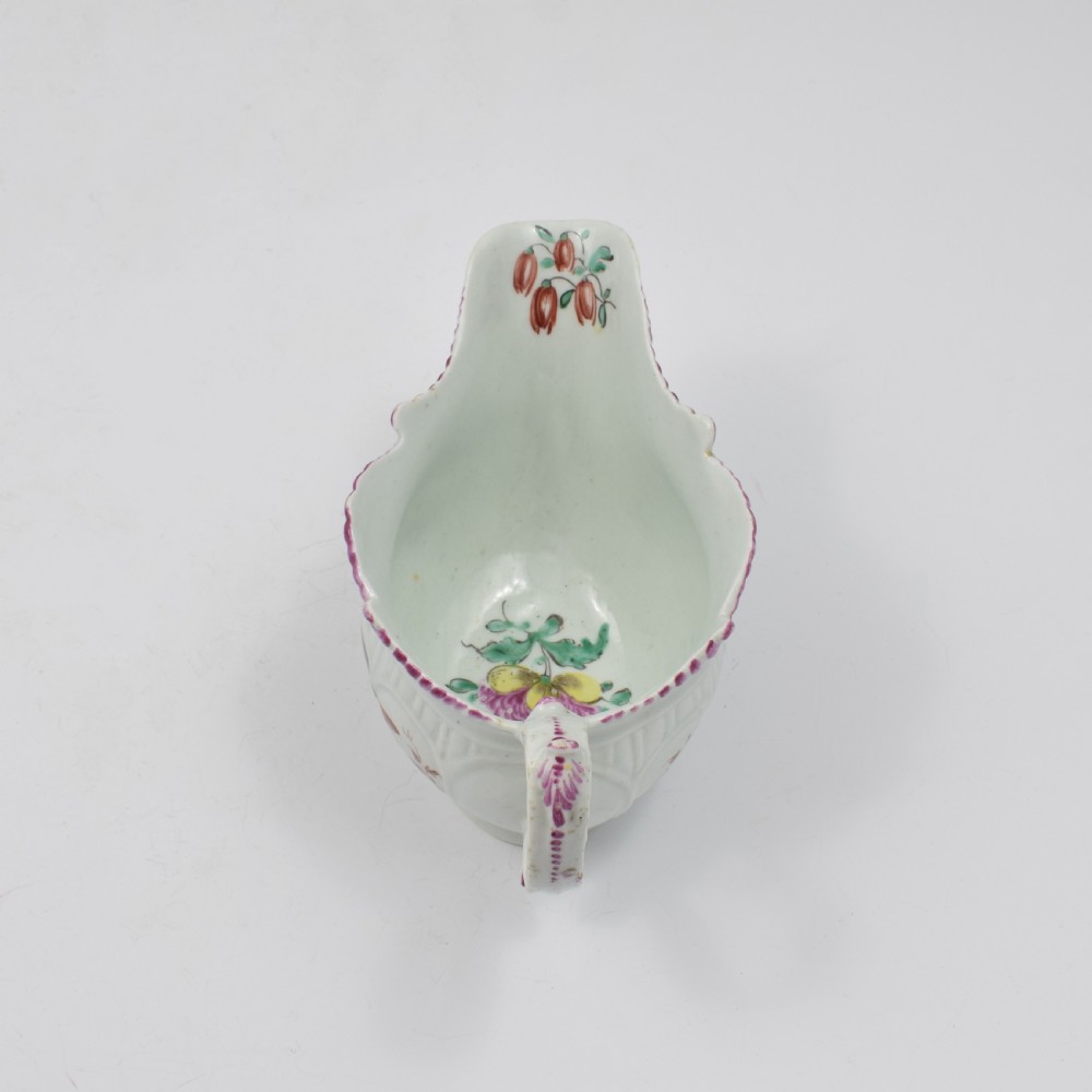 Christian's Liverpool Porcelain Polychrome Sauceboat Fancy Birds c.1770 View VI