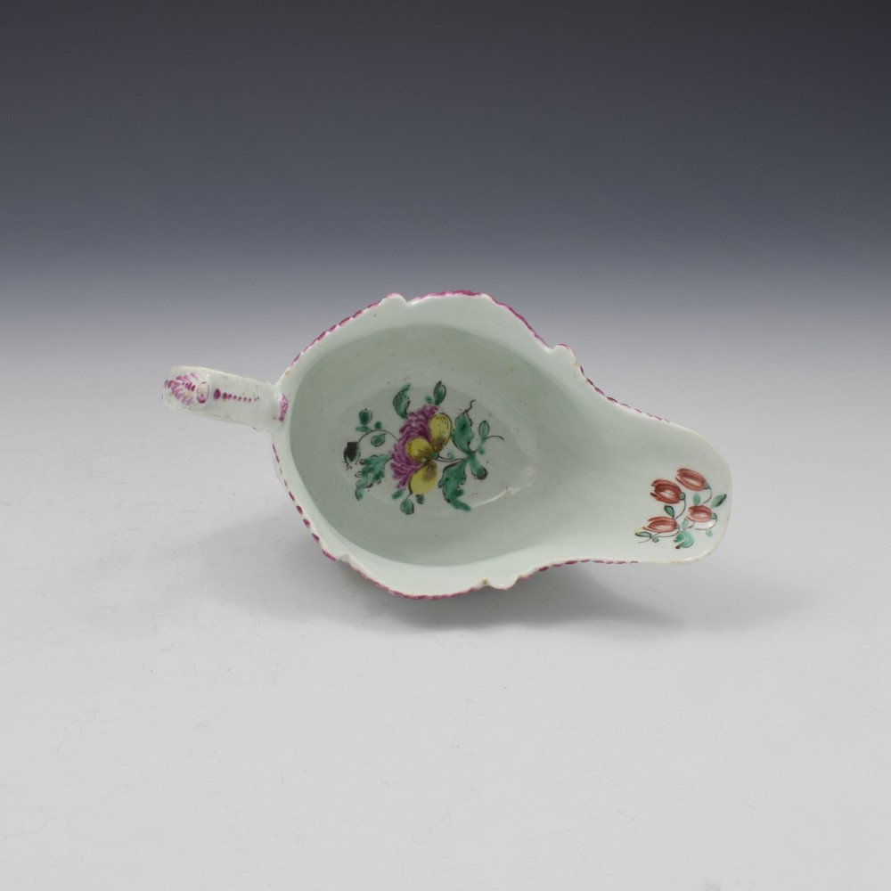 Christian's Liverpool Porcelain Polychrome Sauceboat Fancy Birds c.1770 View VII