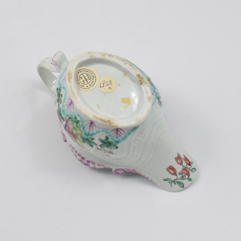 Christian's Liverpool Porcelain Polychrome Sauceboat Fancy Birds c.1770 View VIII