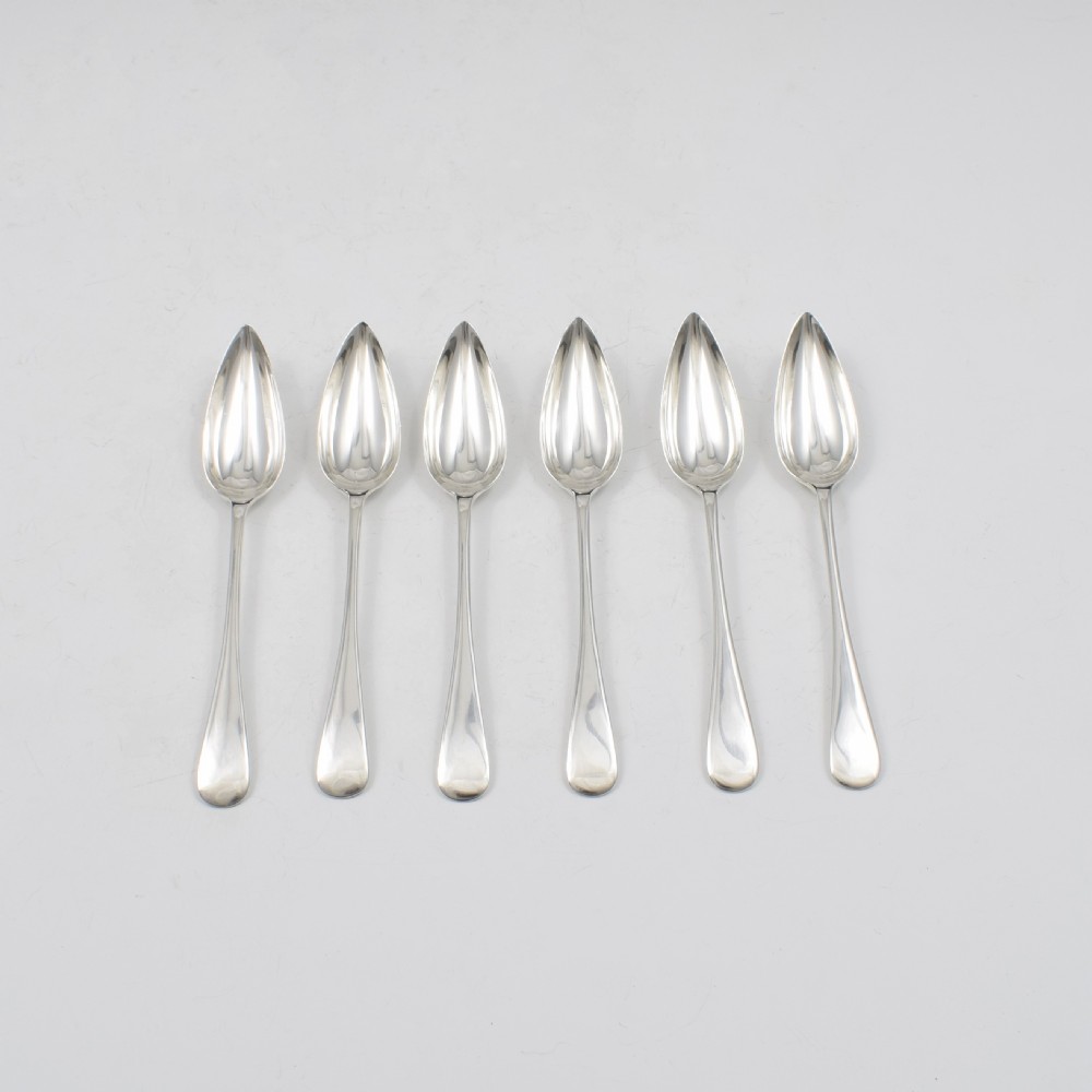 Cased Set Of Six 6 Silver Grapefruit Spoons View III