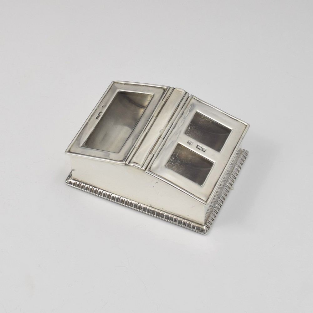 Victorian Silver Greenhouse Cold Frame Triple Compartment Stamp Box View III