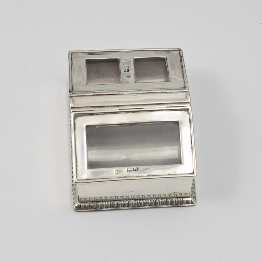 Victorian Silver Greenhouse Cold Frame Triple Compartment Stamp Box View V