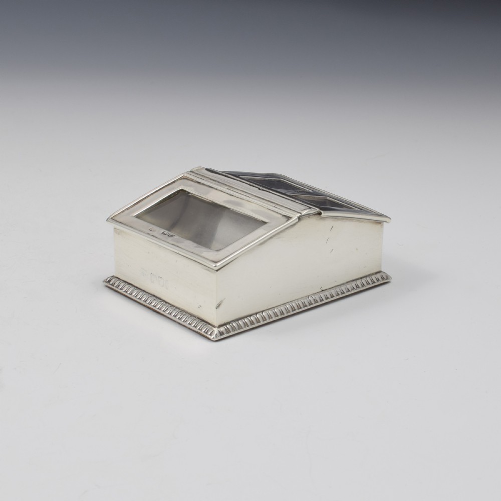Victorian Silver Greenhouse Cold Frame Triple Compartment Stamp Box View XI
