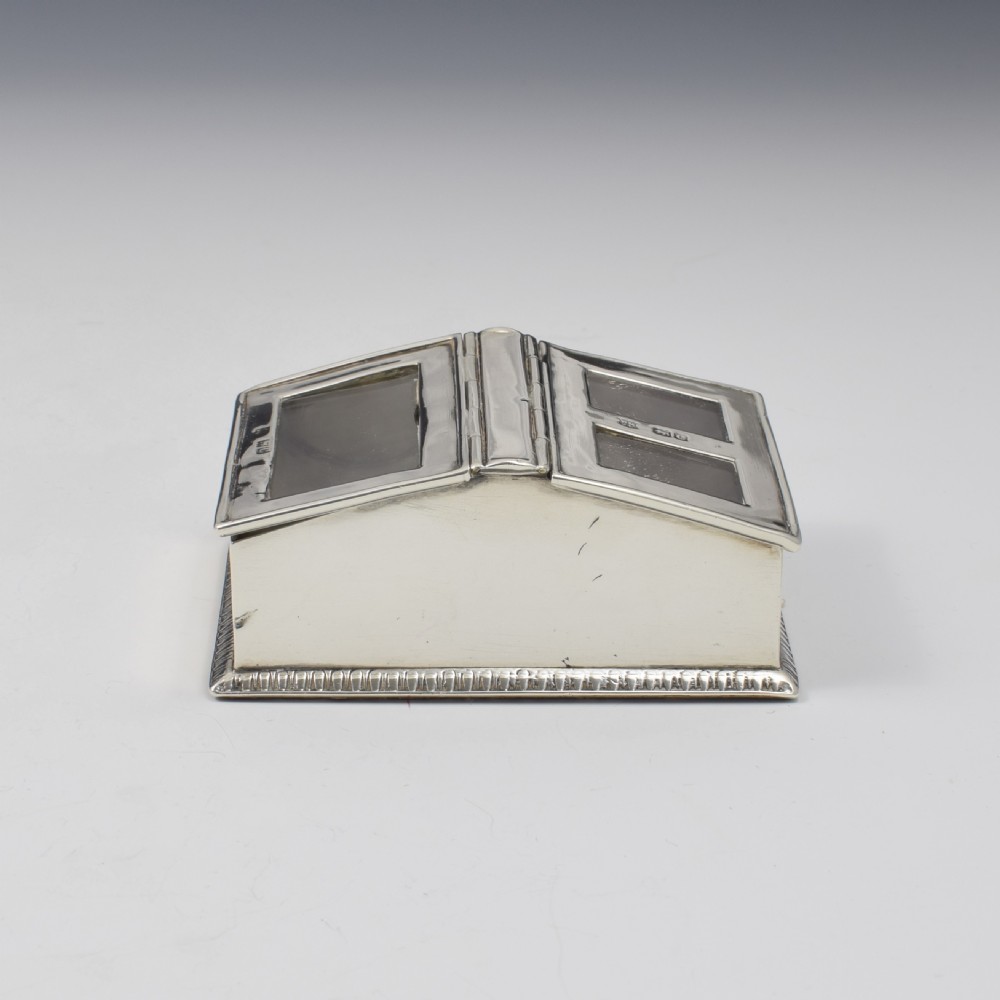 Victorian Silver Greenhouse Cold Frame Triple Compartment Stamp Box View XII