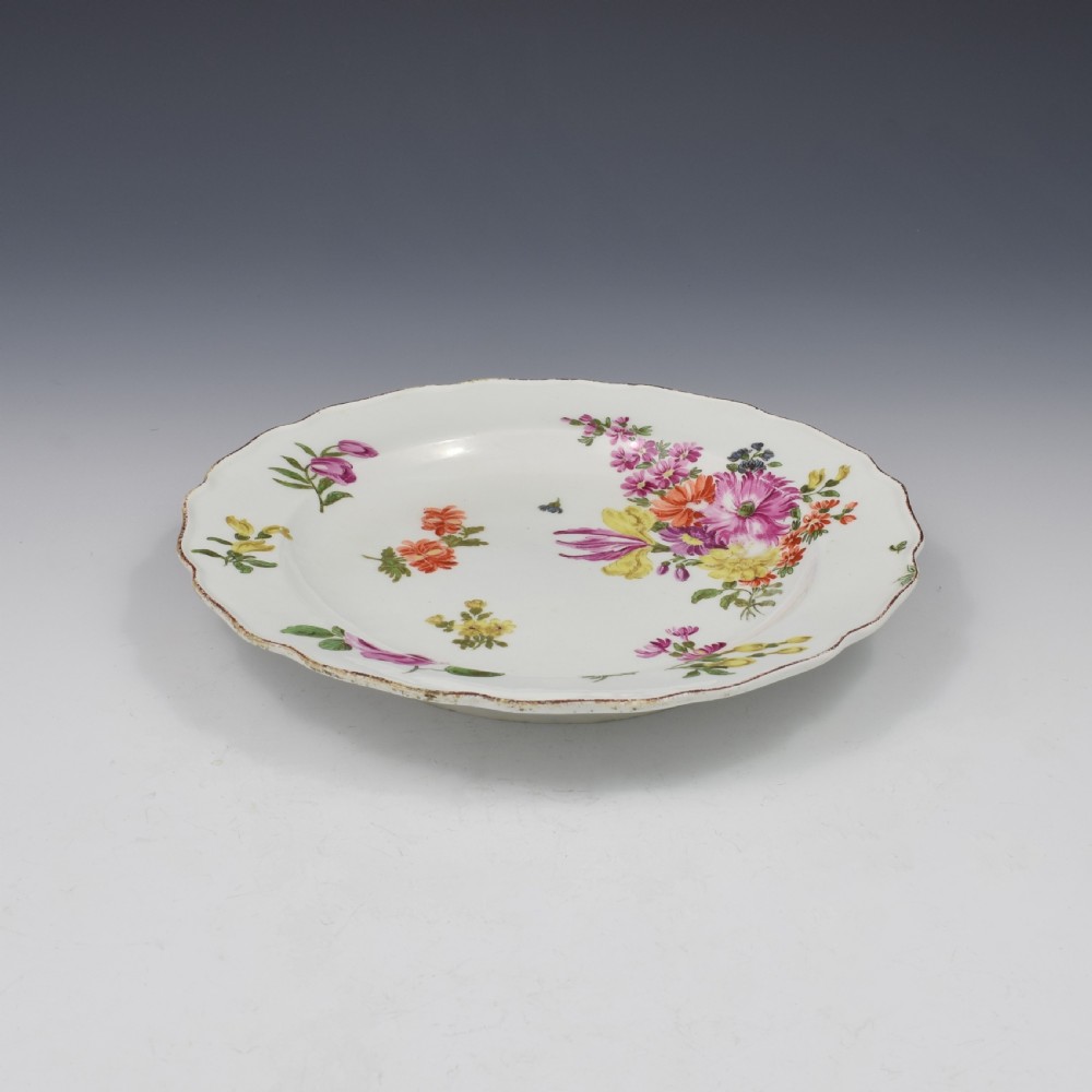 Chelsea Porcelain Floral Dessert Plate Red Anchor Period c.1755 View III