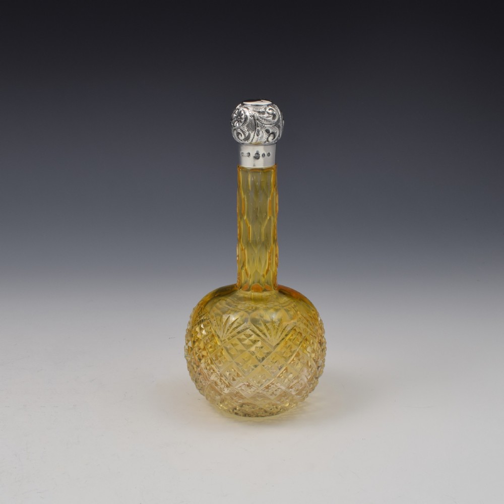 Victorian Silver & Amber Cut Glass Scent / Perfume Bottle View II