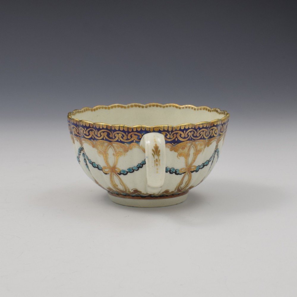 First Period Worcester Porcelain Sevres Style Fluted Tea Cup c.1775 View IV