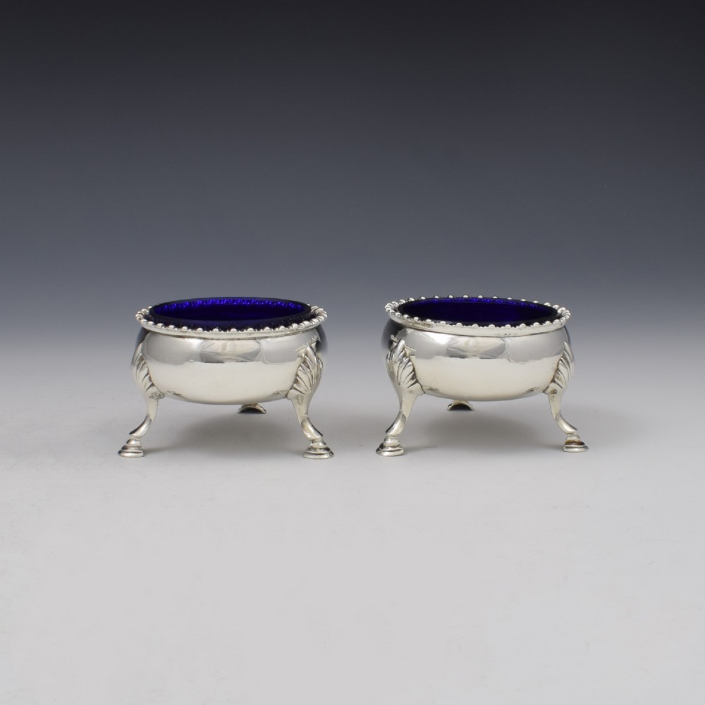 Pair Of Georgian Irish Silver Salts Dublin William Bond